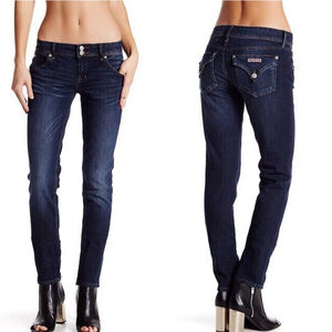 Hudson Collin Skinny Flap Pocket Jeans Low Rise Dark Monz Blue Wash Stretch 30